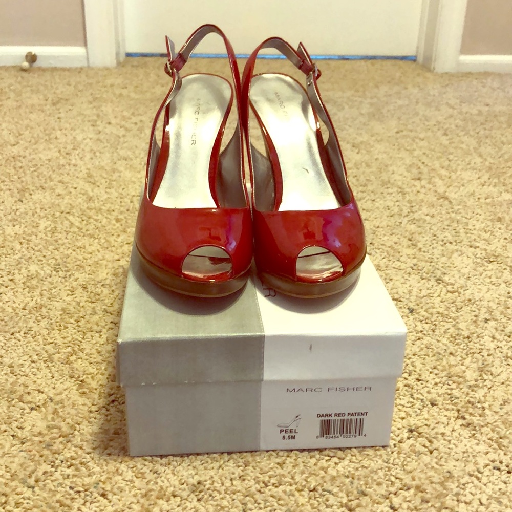 Marc Fisher Red Patent Slingback sz 8.5